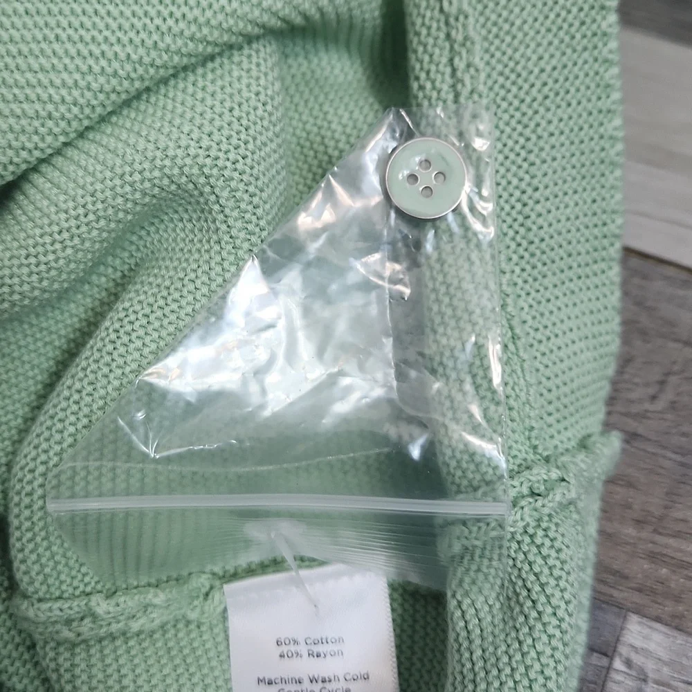 NWT Talbots Petite Mint Green Button-Sleeve Sweater - Size Large Petite (PL) - Picture 10 of 10